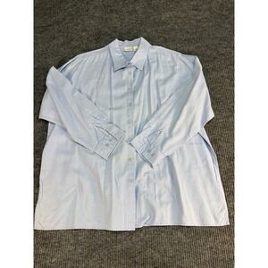 Kim Rogers Woman Light Blue Linen Blend Button Down Shirt 2X Long Sleeve
